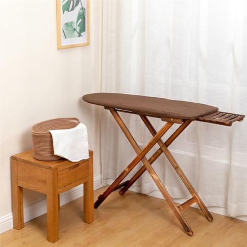Tabla de Planchar Profesional en Madera, Plegable, Altura Ajustable, Estructura Resistente y Estable, Uso Doméstico y Lavandería(White)