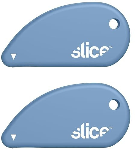 Slice Micro taglierina di sicurezza | Taglierina sicura in ceramica dura 11 volte più a lungo del metallo | Portachiavi apribottiglie | Confezione da 2 | Cielo
