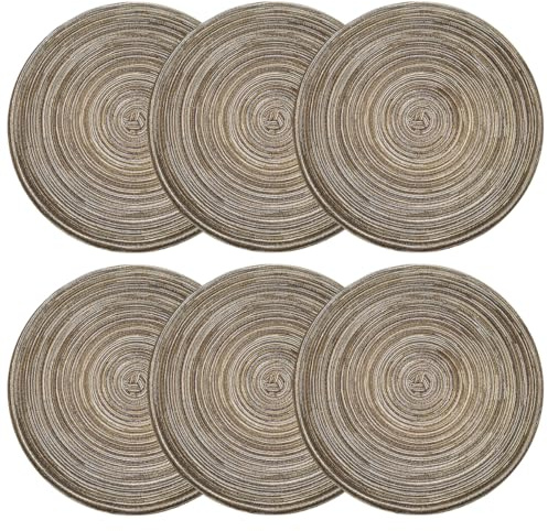 6 Stück 30 cm Tischset Rund Geflochten, Waschbare Baumwolle Teller Untersetzer, Hitzebeständig und rutschfest Platzset, Natürlich Gewebt Runde Geflochtene Platzsets für Hochzeiten, Bankette, Küchen