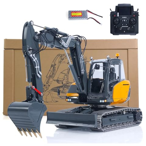 TOUCAN RC HOBBY LESU Metall-Hydraulik-RC-Bagger 1/14 MC15 4-Arme ferngesteuertes Grabenmodell 9-Wege-Ventil Doppelpumpen Licht & Ton