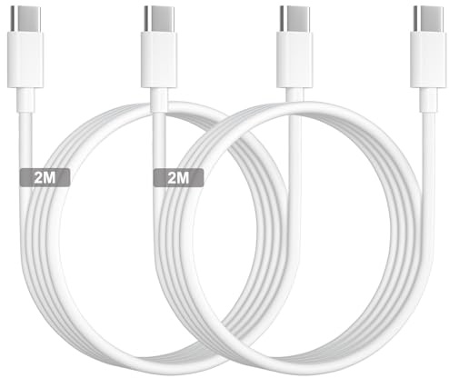Cable USB C Carga Rapida 2M Paquete de 2, 60W Cable USB C a USB C para iPhone 17/Air/Pro/Pro Max,16/15/Plus/Pro max/iPad Air/Pro/MacBook Air/Pro, Cable Carga Rapida Tipo C 2M Cable Tipo C Carga Rápida