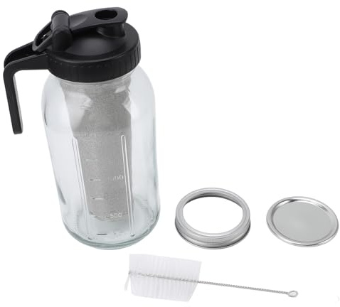 MISDBOUBM Cold Brew Coffee Maker Pitcher with Stainless Steel Filter, Iced Coffee Maker Jar with Spout Lid and Handle, Thick Glass Cold Brew Pitcher for Home and Office Use (2000ml)