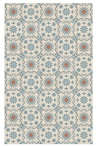 Printarama Antideslizante Alfombra Vinilica - Alfombra Antideslizante Auelo de Cocina, Baño, Dormitorio, Pasillo - 50x80cm Azul, Blanco Lavable Alfombra Vinilica