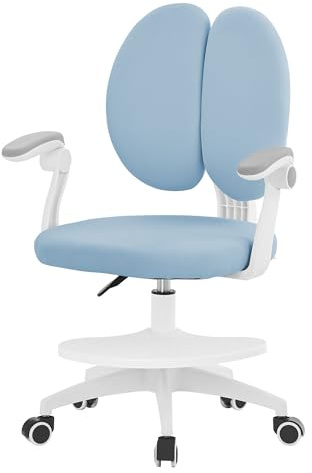ML-Design Kinderschreibtischstuhl ergonomisch, 95-107 cm, Blau, 360° Drehbarer Schreibtischstuhl Kinder, Höhenverstellbarer Jungendstuhl mit Rückenlehne & Armlehnen, Kinderstuhl für Jungen & Mädchen