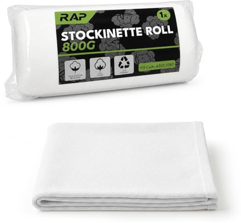 800g Cotton Stockinette Roll Mutton Cloth Lint Free Car Polishing Cloth | Scratch free soft cotton fabric roll for vehicle paintwork, varnished wood, workshop rags, tear off lengths