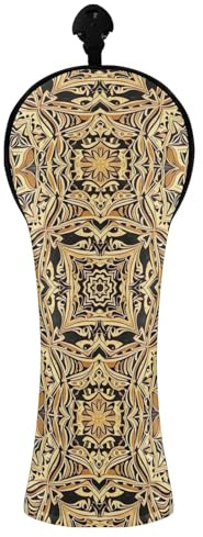 Copri mazza da golf vintage mandala floreale per driver in legno ibrido in pelle PU con etichette numerate per donne e uomini