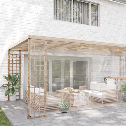Mangloder transparent växtskydd av PVC 6 x 8 m, rivbeständigt med öljetter och nylonrep, för växthus, uppbädd, bäddskydd, barkmulch och trädgårdsgång, väderbeständig presenning
