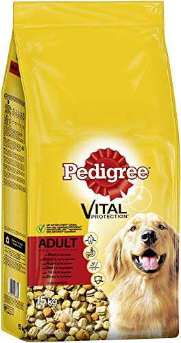 Pedigree Adult Hundefutter Rind und Gemüse, 1 Beutel (1 x 15 kg)
