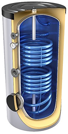 500 Liter emaillierter Solarspeicher/Warmwasserspeicher/Trinkwasserspeicher, mit 2 Wärmetauschern, inkl. Isolierung, Magnesiumanoden und Thermometer