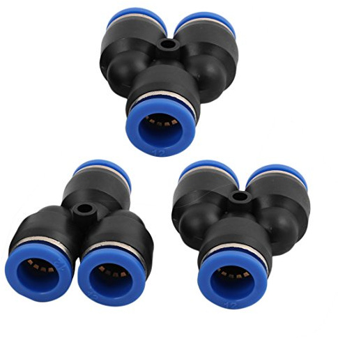 sourcing map Tuyau Tube Pneumatique Air Rapide Raccord 12mm Y 3 Voies 3Pcs | Pression Connecteur