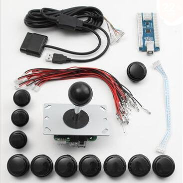 C-FUNN Arcade DIY Sostituzione Parte Set Kit USB Encoder Joystick Pulsanti per Windows per Ps3 per Ps4 Sistema Android TV Smart Box TV - Nero