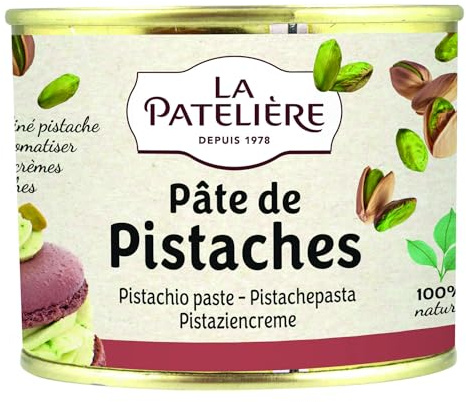 LA PATELIÈRE - Pâte de Pistaches - Aide Culinaire - 50% de Pistaches - Idéal pour les Pâtisseries - à Tartiner - Fabriqué en France - 100% Naturel - 200g