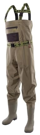 Snowbee 210D Nylon Cleated Sole Chest Waders with PVC Boots, Durable River Wading Waders for Fishing, Angling & Outdoor Use - Size 8