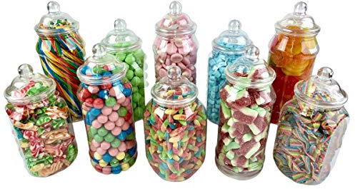 Sweet Tree Celebrations Set of 10 Mixed Airtight Food Grade Plastic Storage Jars Containers
