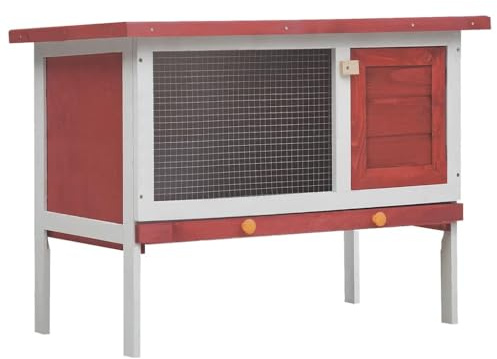 vidaXL Kaninchenstall 1 Ebene Rot Holz