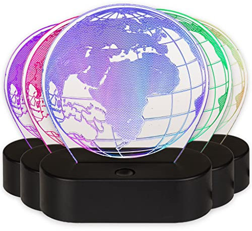 MIK funshopping 3D-Leuchte Nachtlicht 3D Effekt-Lampe mit Farbwechsel, 20cm hoch (Weltkugel)