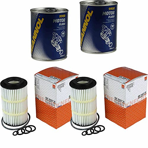 QR-Parts Set 85713851 OX 345/7D 9900 2x Original MAHLE/KNECHT Ölfilter + SCT Motor Flush Motorspülung
