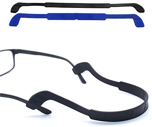 OPUGIT Glasses Strap Anti-Slip Silicone Eyeglass Strap Eyewear Retainers Sports Elastic Soft Sunglass Cord Holder for Men Women,2PCS,Black/Blue, One Size