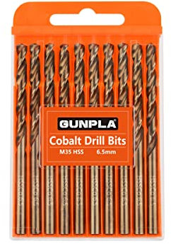 Gunpla Set Punte Trapano Professionali in Cobalto M35 HSS-CO 10 Pezzi 6.5mm per Metallo, Acciaio inossidabile, Alluminio, Legno, Ferro, Accessorio per Trapani