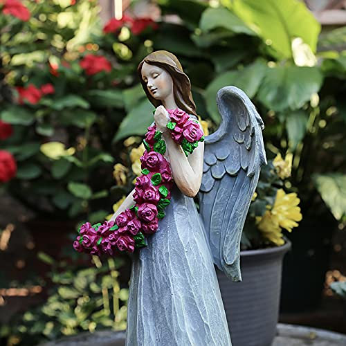 Garten Fee Statue Mit Wings,Vintage Harz Engel Statue,Kunst Dekorative Little Girl Figur Garten-skulptur Für Patio Rasen Hof Veranda Ornament Geschenk-B 14x11x34cm