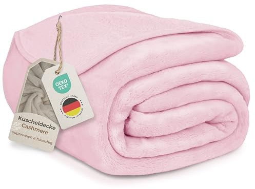 Gräfenstayn® Kuscheldecke Cashmere-Feeling - super weich & flauschig - Dicke & warme Fleecedecke - kuschelige Sofadecke, Wohndecke, Tagesdecke - Überwurf Decke Sofa Couch (Rosa XXL 220x240 cm)