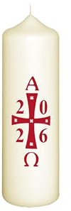 Osterkerze rot, Ostersymbol, Jahreszahl 170 x Ø 50 mm