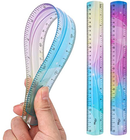 Kunststoff Lineal 2 Stück Lineal 30cm Flexibles Lineal Weiches Kinder Lineal für Studenten Gerades Lineal Gerade Kante Lineal für Kinder & Erwachsene Studenten Schule Klassenzimmer Office
