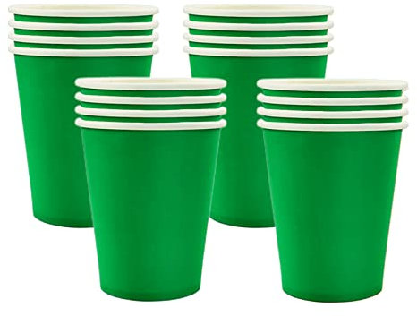 ATBEAMEN 16PCS Green Paper Cups, Disposable Paper Cup Solid 9oz Paper Cups Tableware Birthday Decorations Party Cups Party Drinking Cups for BBQs,Christmas,Picnic,Baby Shower,Xmas Party Cups Supplies