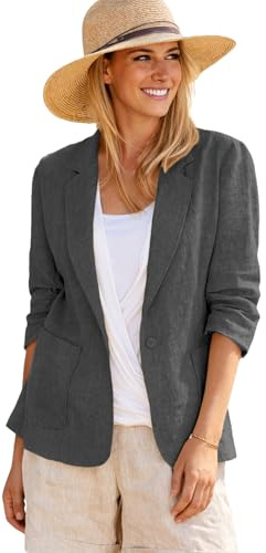 Mina Self Casual Blazers Jacket for Women 2026 Summer Womens Blazer Lightweight Gray 3/4 Short Sleeve Business Casual Work Office Fashion Dressy Petite Fitted Ladies Women's Blazers & Suit Jackets