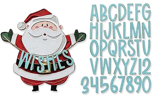 Sizzix Thinlits Die Set 49PK Santa Greetings Colorize by Tim Holtz | 666338 | Metal, Wafer-Thin Cutting Dies for Scrapbooking, Embossing, Journalling