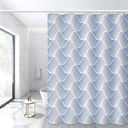 Guofuos Duschvorhang Die Wellen 90x90cm Duschvorhäng Anti Schimmel,Wasserabweisend Stoff Duschrollo Waschbar,3D Draussen Bad Vorhang Schnell Trocknend,Badewanne Badezimmer Decor Vorhänge