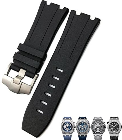 BCMCBV Weiche FKM Fluoro Gummi Uhrenarmband 28mm Für AP Strap Audemars Piguet ROYAL OAK OFFSHORE Tauchen Wasserdicht Sport Uhr Band, 28x24mm, Achat