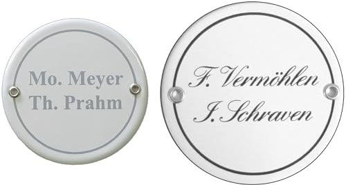 Emaille-Email-Namensschild-Türschild-3 Größen-mit Wunschtext (80 mm Ø mit 2 Zeilen)