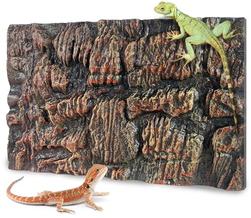 Sysmashing 17.7x11.8in Rock Terrarium Background,3D Reptile Tank Background Board,Amphibian Stereo Backdrop Wall,Lizard Snake Gecko Spider Turtle Fish pet silo Background Decorative Panel(Brown)