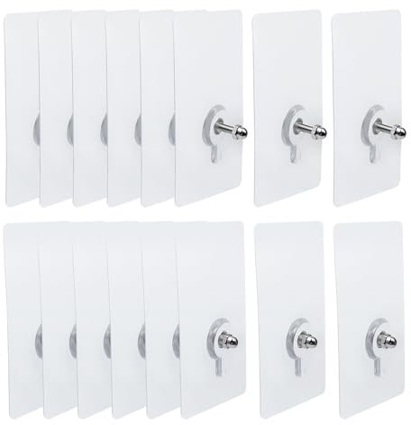 WYAN 16 Stück 6 * 10cm Klebe Schrauben,Transparenter Wasserdicht Wandhaken,Stanzfreier Schraubenhaken (8Pcs 8mm Schraubstange,8Pcs 16mm Schraubstange)