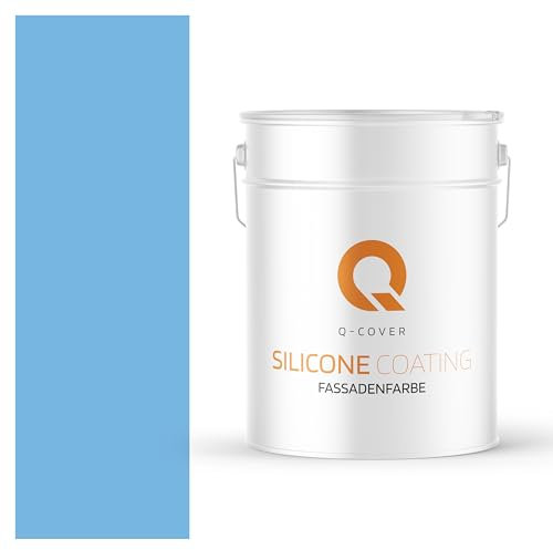 Q-COVER Fassadenfarbe 10 L Hellblau Silikonharz Fassadenfarbe Außen Wandfarbe Wetterfest