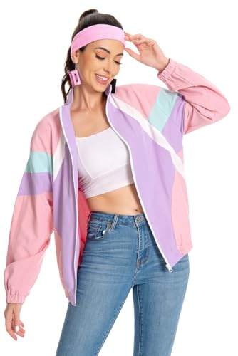 helymore Survêtement de sport rétro des années 80 pour femme - Survêtement hip-hop - Veste de survêtement - Ensemble rave - Carnaval - Tenue de fête