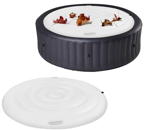 160 cm Durchmesser Abdeckung für Whirlpool Rund mit Griff, Aufblasbare Whirlpool Abdeckung mit Schnelles Inflationsloch, Rund Whirlpool Aufblasbare Thermoabdeckung für den Außenbereich Zubehör