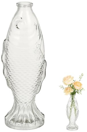Zerodeko Bouteille en verre en forme de poisson décorative délicate pour fleurs et décoration d'intérieur, récipient unique en forme de poisson pour décoration de table et arrangements floraux