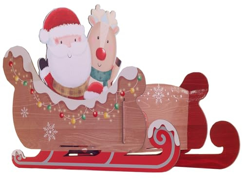 Design By Violet Large Christmas Santa Sleigh Gift Box - Stocking Alternative - Christmas Eve Box - 48cm x 46cm x 28cm - Christmas Decoration for Presents - Children's Sleigh