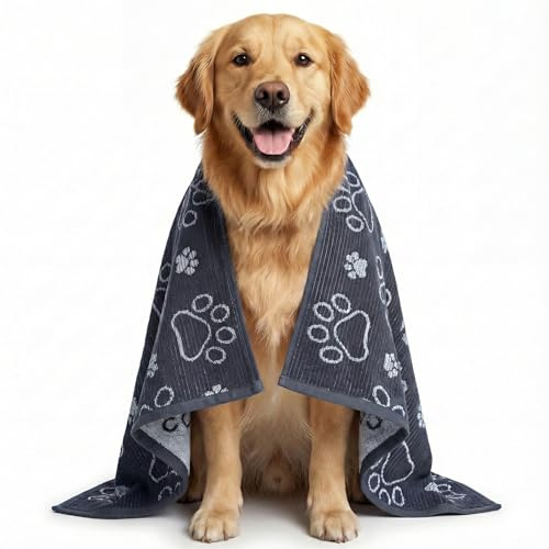 Delilah Home Drytek Dog Towel - Quick-Dry Pet Towel for Large Dogs, Ultra Absorbent & Odor-Resistant - Lightweight Sand-Resistant for Outdoor Bath, Grooming Supplies, Beach & Travel - 30x54 in - Black