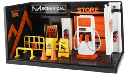 TTETTZ 1:24 Scale Garage Display Model for Motorcycle And Car Collections, and Charging Station
