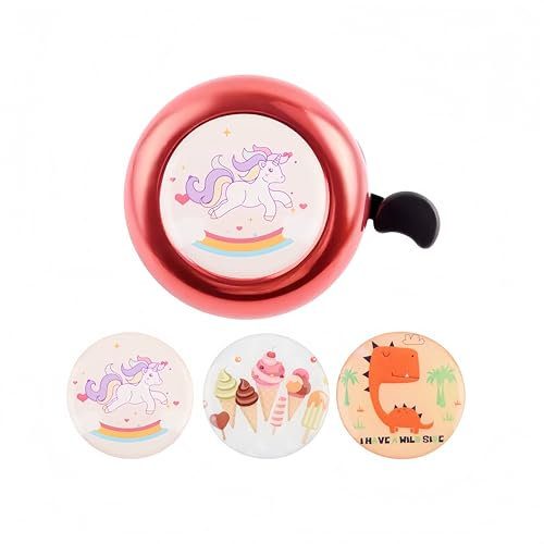 LERKNVOE Campanello Bici per Bambina, Campanello Bicicletta per Adulto Ragazza Ragazzo, Mini Trombetta per MTB,Bicicletta da Corsa,Scooter,Triciciclo,Bici Bambini (rosso)