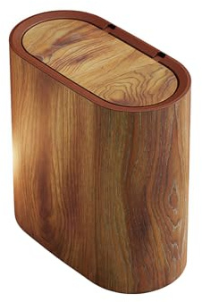CAIWEIJUN Petite Poubelle de Salle de Bain avec couvercles, en Plastique marbré et Bois, Petite Poubelle avec Couvercle pour Salle de Bain, Corbeille à déchets Moderne pour Maison, intérieur, hôtel