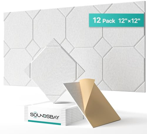 Soundsbay Large Cork Board, 30x30cm Pack of 12 Bulletin Board, Self-Adhesive Pin Board for Walls,School, Office, Felt Wall Tiles for Photos Memos