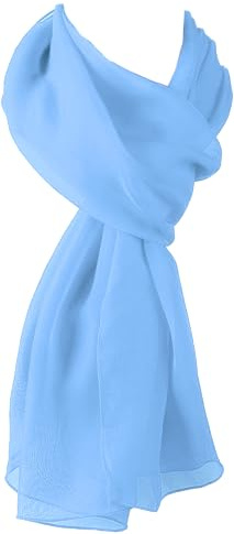World of Shawls Chiffon Scarves Wraps for Wedding Party Special Occasions Women Plain Neck Scarf Soft Headwrap Girls Headscarf Sheer Wrap 45 x 160 Cm (Baby Blue)