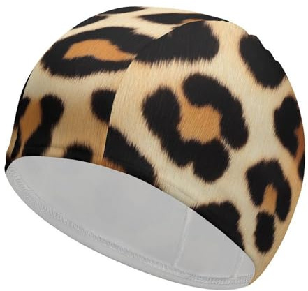 Waterproof Comfy Bathing Cap, High Elasticity Swimming Cap Keeps Hair Clean Breathable Fit Both Long Hair Short Hair Wild Animal Leopard Print