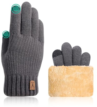 JUNRUI Winterhandschuhe für Damen Herren Touchscreen Thermohandschuhe mit Warme Fleecefutter für Kaltes Wetter