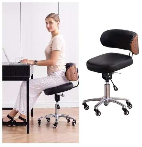 FXLUHAY Sattelhocker mit Rückenlehne, Bürostuhl mit Lordosenstütze, Rollstuhl, Zahnarztstuhl, professioneller Salonstuhl
