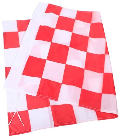DECOMELODY Drapeau de Course Rouge Blanc Polyester Résistant Extérieur Signalisation Compétition Portable pour Garage Jardin Patio